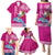 Custom Hawaii Mele Kalikimaka Family Matching Puletasi Dress and Hawaiian Shirt Santa Riding The DolPhin Mix Kakau Pattern Pink Style LT03 - Polynesian Pride