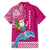 Custom Hawaii Mele Kalikimaka Family Matching Puletasi Dress and Hawaiian Shirt Santa Riding The DolPhin Mix Kakau Pattern Pink Style LT03 - Polynesian Pride