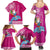 Custom Hawaii Mele Kalikimaka Family Matching Summer Maxi Dress and Hawaiian Shirt Santa Riding The DolPhin Mix Kakau Pattern Pink Style LT03 - Polynesian Pride