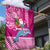 Custom Hawaii Mele Kalikimaka Garden Flag Santa Riding The DolPhin Mix Kakau Pattern Pink Style LT03 - Polynesian Pride