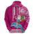 Custom Hawaii Mele Kalikimaka Hoodie Santa Riding The DolPhin Mix Kakau Pattern Pink Style LT03 - Polynesian Pride