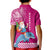 Custom Hawaii Mele Kalikimaka Kid Polo Shirt Santa Riding The DolPhin Mix Kakau Pattern Pink Style LT03 - Polynesian Pride