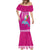 Custom Hawaii Mele Kalikimaka Mermaid Dress Santa Riding The DolPhin Mix Kakau Pattern Pink Style LT03 - Polynesian Pride