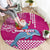 Custom Hawaii Mele Kalikimaka Round Carpet Santa Riding The DolPhin Mix Kakau Pattern Pink Style LT03 - Polynesian Pride