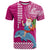 Custom Hawaii Mele Kalikimaka T Shirt Santa Riding The DolPhin Mix Kakau Pattern Pink Style LT03 Pink - Polynesian Pride