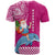 Custom Hawaii Mele Kalikimaka T Shirt Santa Riding The DolPhin Mix Kakau Pattern Pink Style LT03 - Polynesian Pride