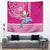 Custom Hawaii Mele Kalikimaka Tapestry Santa Riding The DolPhin Mix Kakau Pattern Pink Style LT03 - Polynesian Pride