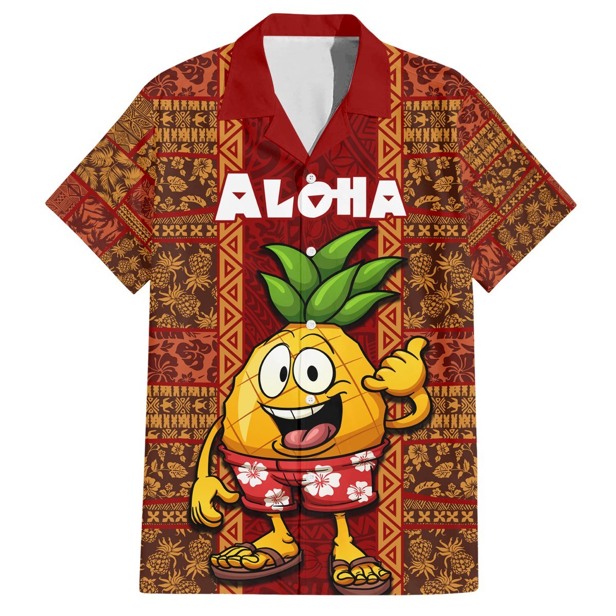 Custom Hawaii Hawaiian Shirt Aloha Funny Pineapple Mix Kakau Hawaiian Tribal LT03 Red - Polynesian Pride