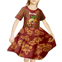 Custom Hawaii Kid Short Sleeve Dress Aloha Funny Pineapple Mix Kakau Hawaiian Tribal LT03 - Polynesian Pride