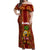 Custom Hawaii Off Shoulder Maxi Dress Aloha Funny Pineapple Mix Kakau Hawaiian Tribal LT03 Women Red - Polynesian Pride