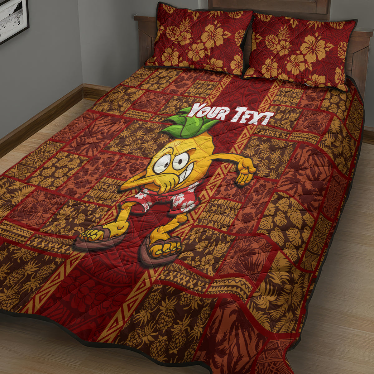 Custom Hawaii Quilt Bed Set Aloha Funny Pineapple Mix Kakau Hawaiian Tribal LT03 - Polynesian Pride