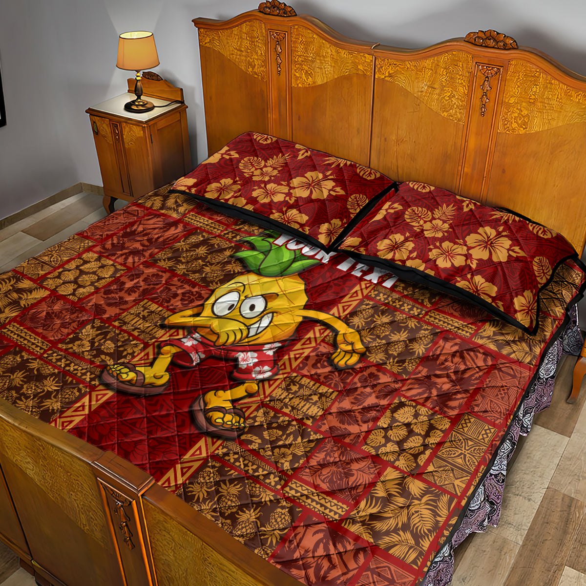 Custom Hawaii Quilt Bed Set Aloha Funny Pineapple Mix Kakau Hawaiian Tribal LT03 - Polynesian Pride