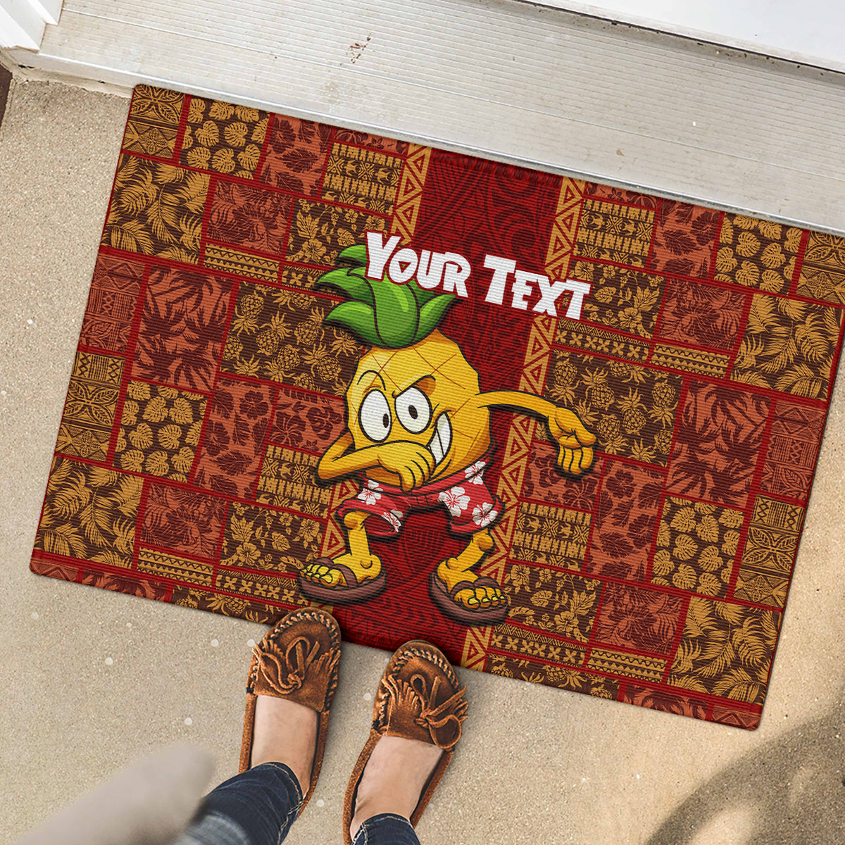 Custom Hawaii Rubber Doormat Aloha Funny Pineapple Mix Kakau Hawaiian Tribal LT03 - Polynesian Pride