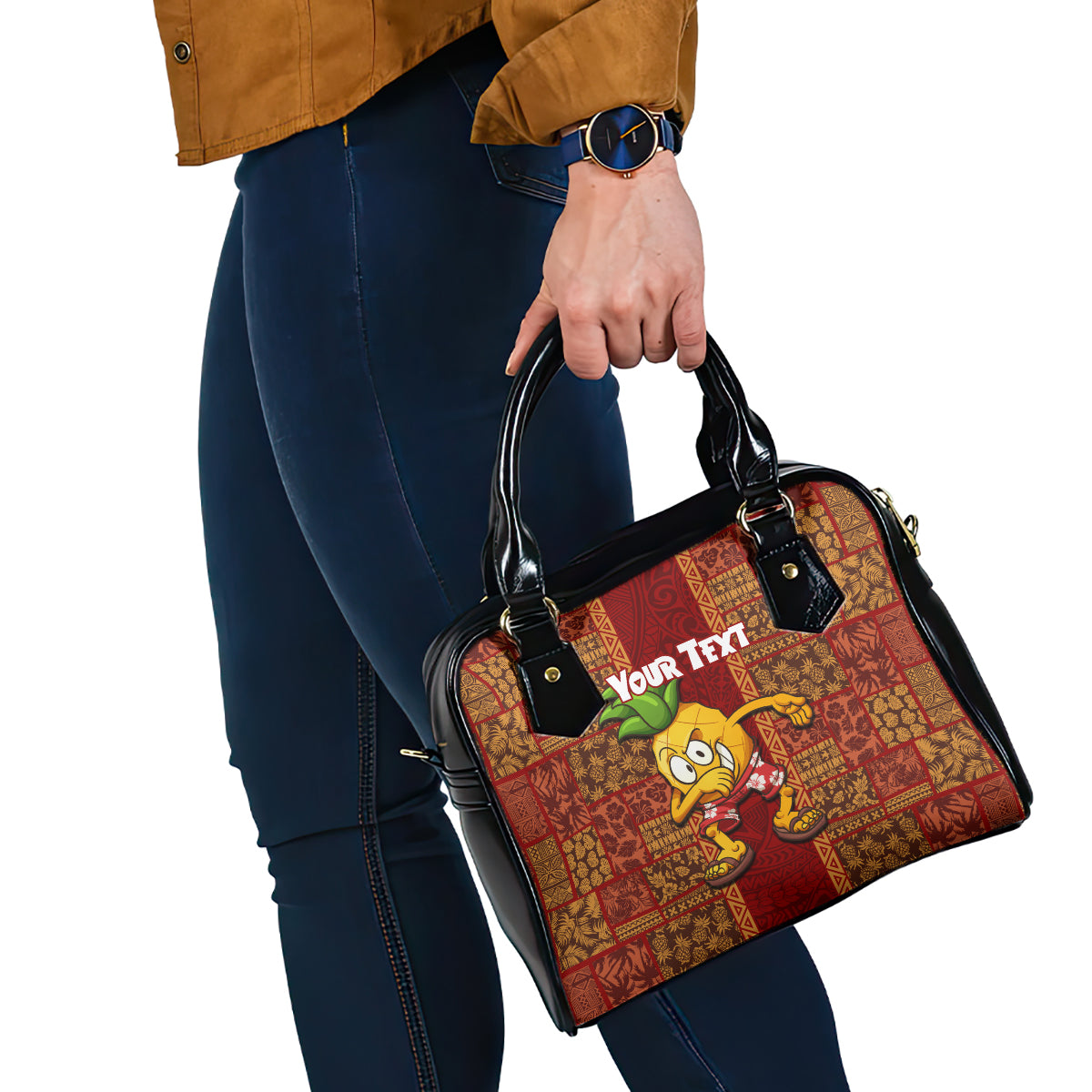 Custom Hawaii Shoulder Handbag Aloha Funny Pineapple Mix Kakau Hawaiian Tribal LT03 - Polynesian Pride