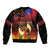 Samoan Siva Afi Sleeve Zip Bomber Jacket Tribal Performers of Samoan Fire Knife Dancing