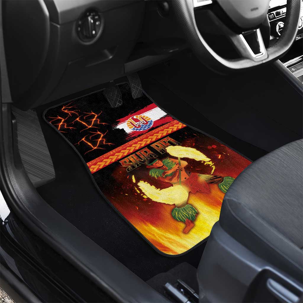 Tahitian Siva Afi Car Mats Tribal Performers of Tahitian Fire Knife Dancing LT03 - Polynesian Pride