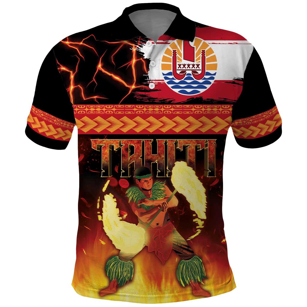 Tahitian Siva Afi Polo Shirt Tribal Performers of Tahitian Fire Knife Dancing