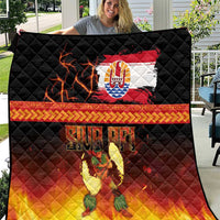 Tahitian Siva Afi Quilt Tribal Performers of Tahitian Fire Knife Dancing LT03 Black - Polynesian Pride