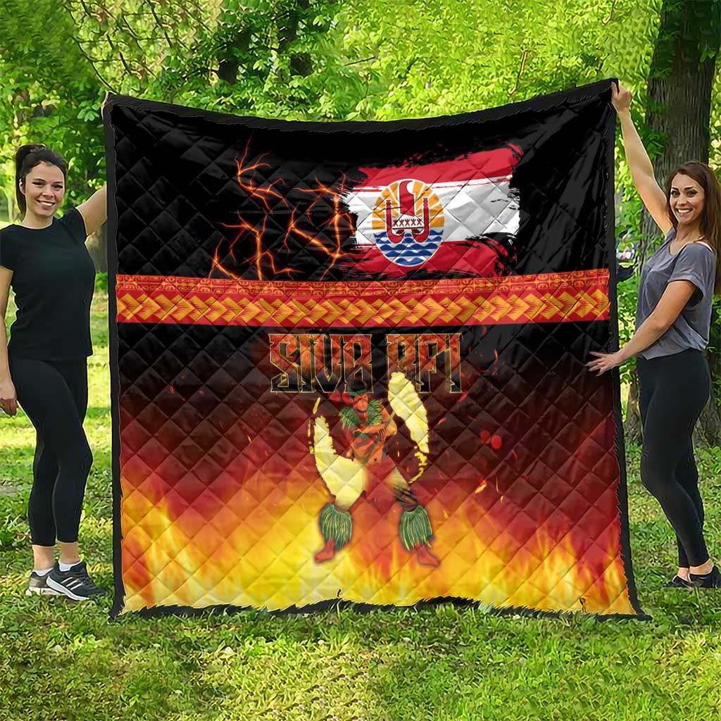Tahitian Siva Afi Quilt Tribal Performers of Tahitian Fire Knife Dancing LT03 - Polynesian Pride