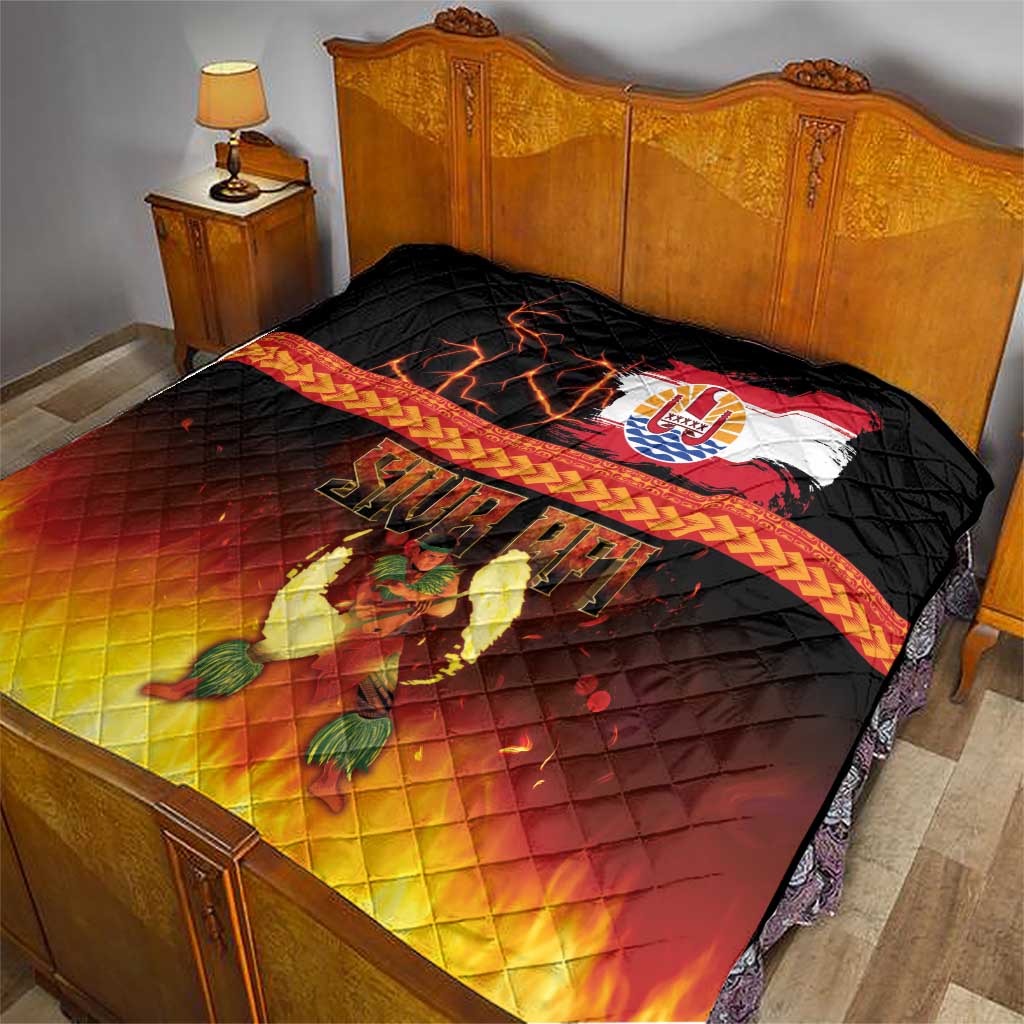 Tahitian Siva Afi Quilt Tribal Performers of Tahitian Fire Knife Dancing LT03 - Polynesian Pride