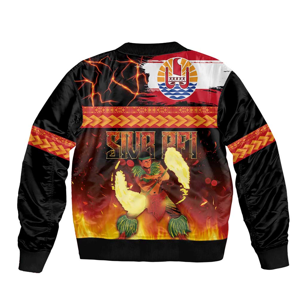 Tahitian Siva Afi Sleeve Zip Bomber Jacket Tribal Performers of Tahitian Fire Knife Dancing LT03 - Polynesian Pride