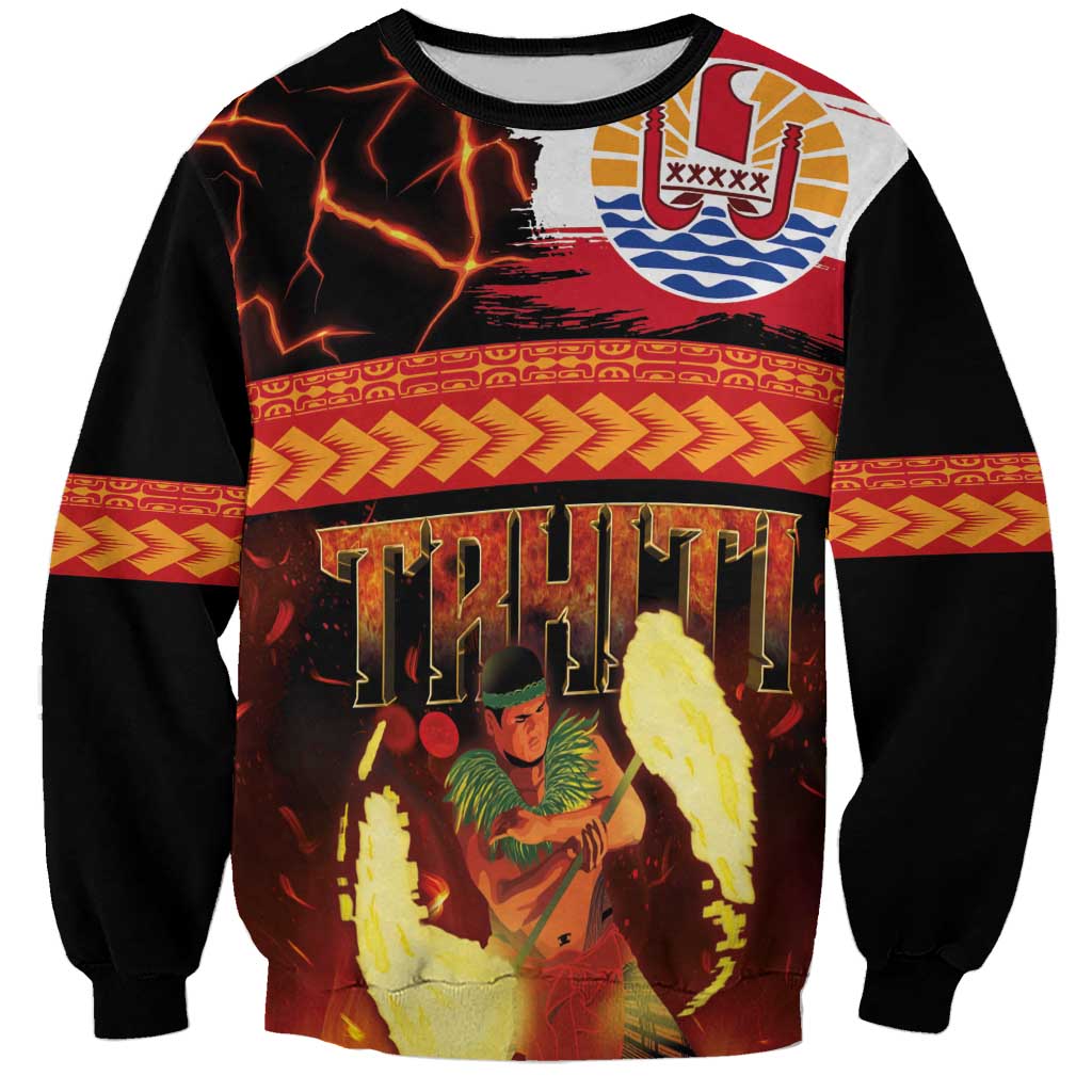 Tahitian Siva Afi Sweatshirt Tribal Performers of Tahitian Fire Knife Dancing