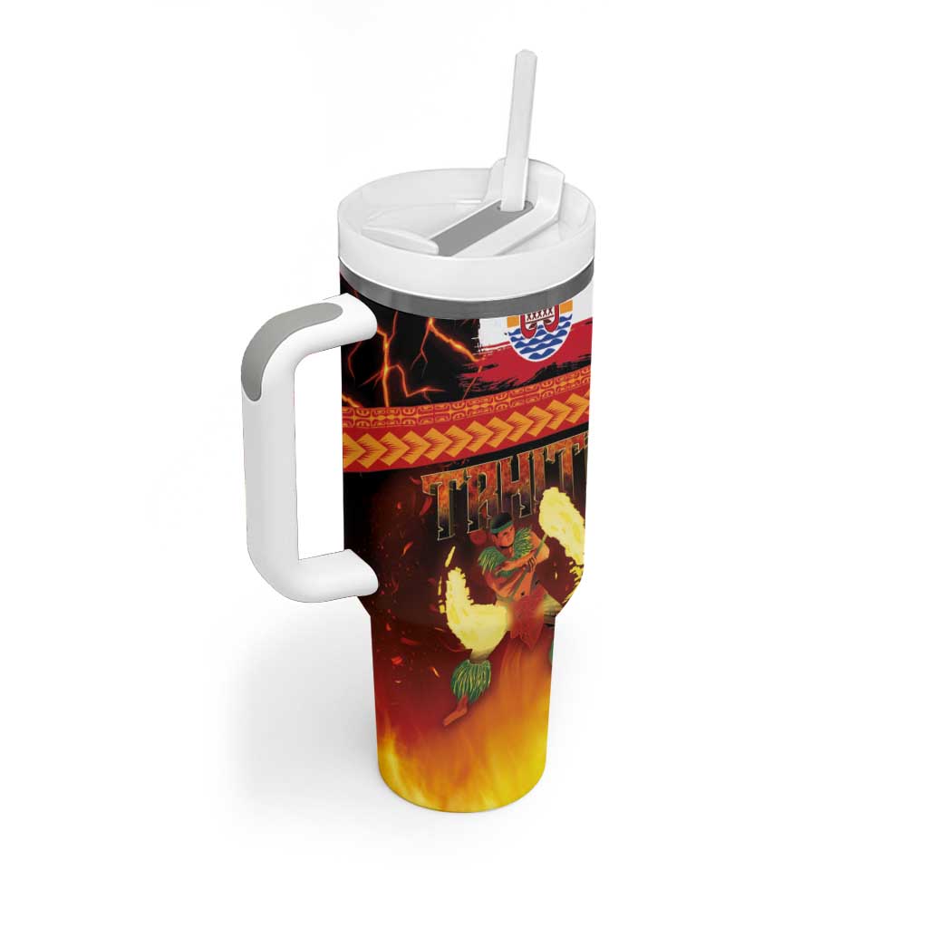 Tahitian Siva Afi Tumbler With Handle Tribal Performers of Tahitian Fire Knife Dancing LT03 - Polynesian Pride