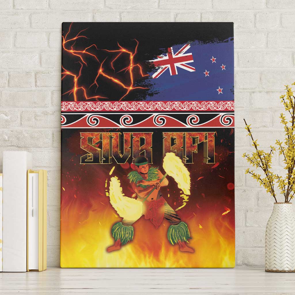 Aotearoa Siva Afi Canvas Wall Art Tribal Performers of Aotearoa Fire Knife Dancing