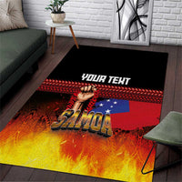 Personalised Samoan Spirit - Samoa Tribal Heritage Area Rug LT03 Black - Polynesian Pride