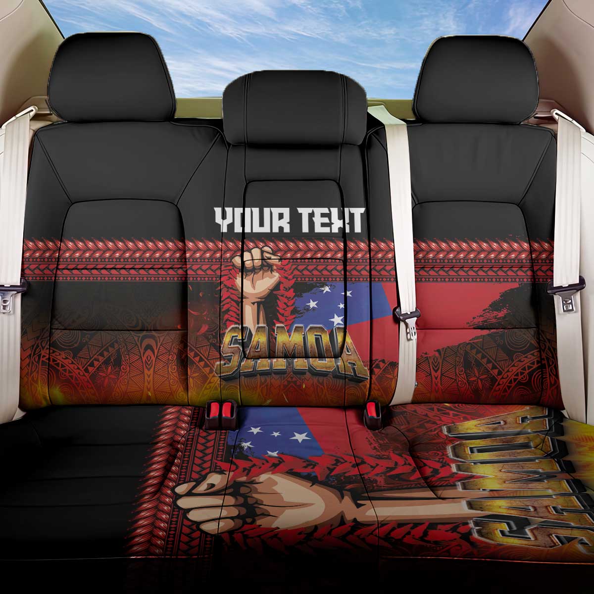 Personalised Samoan Spirit - Samoa Tribal Heritage Back Car Seat Cover LT03 One Size Black - Polynesian Pride
