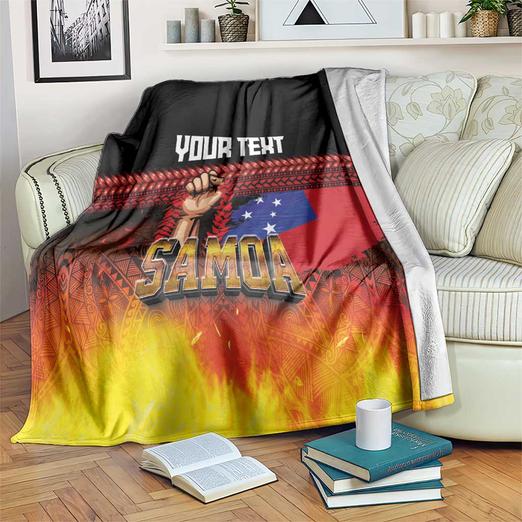 Personalised Samoan Spirit - Samoa Tribal Heritage Blanket LT03 Black - Polynesian Pride