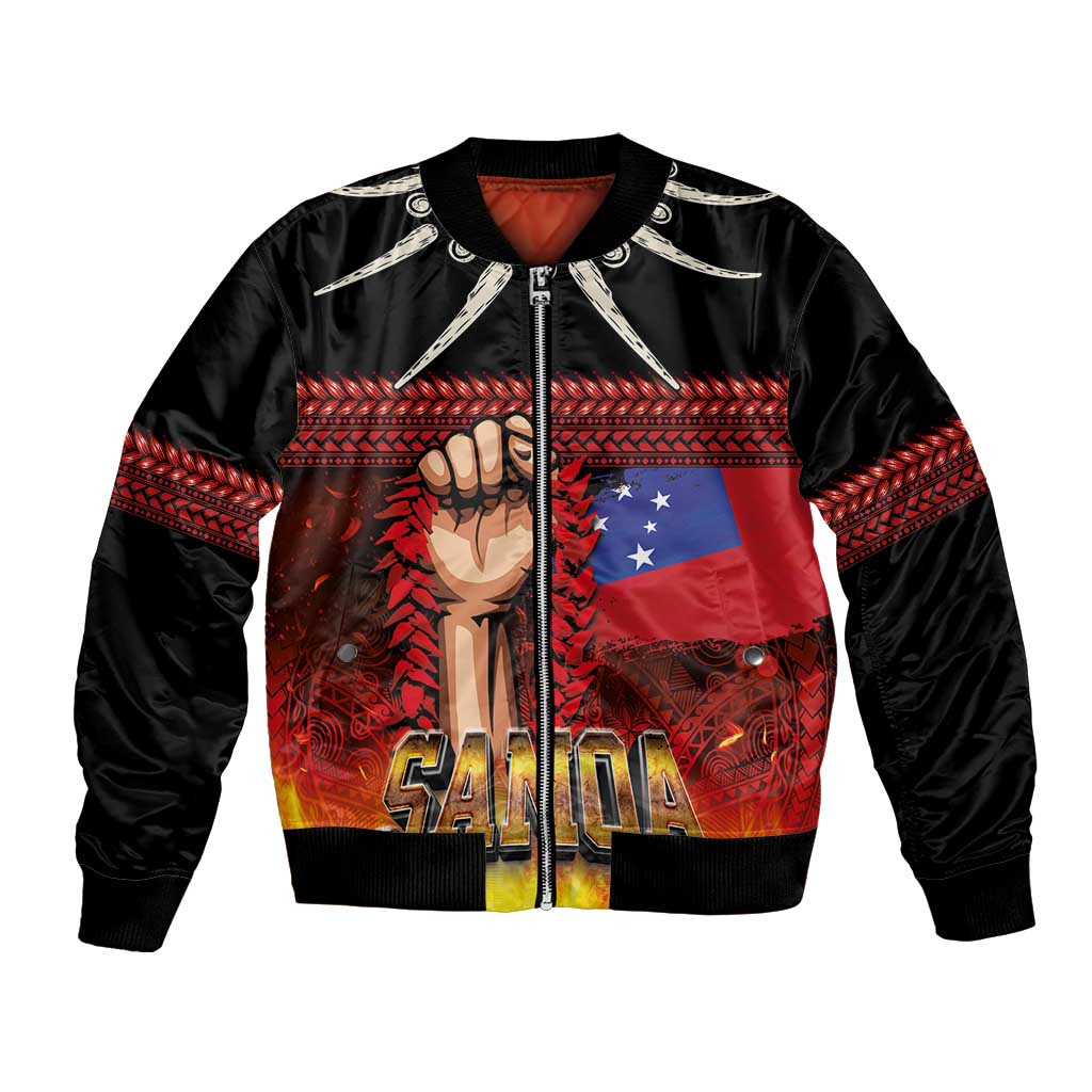 Personalised Samoan Spirit - Samoa Tribal Heritage Bomber Jacket LT03 Unisex Black - Polynesian Pride