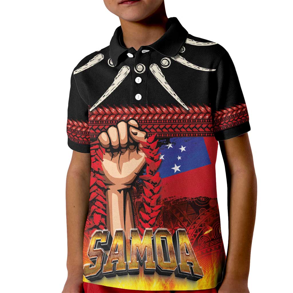 Personalised Samoan Spirit - Samoa Tribal Heritage Kid Polo Shirt LT03 Kid Black - Polynesian Pride