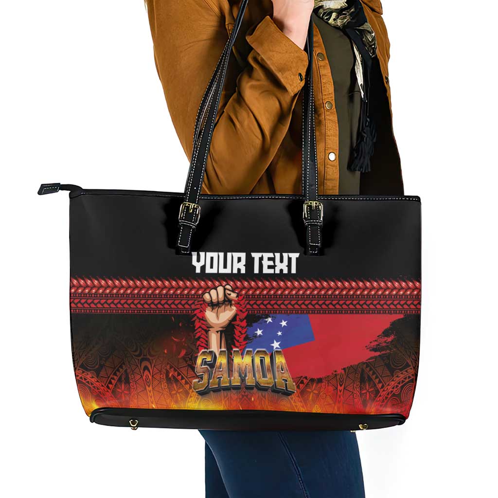 Personalised Samoan Spirit - Samoa Tribal Heritage Leather Tote Bag LT03 - Polynesian Pride