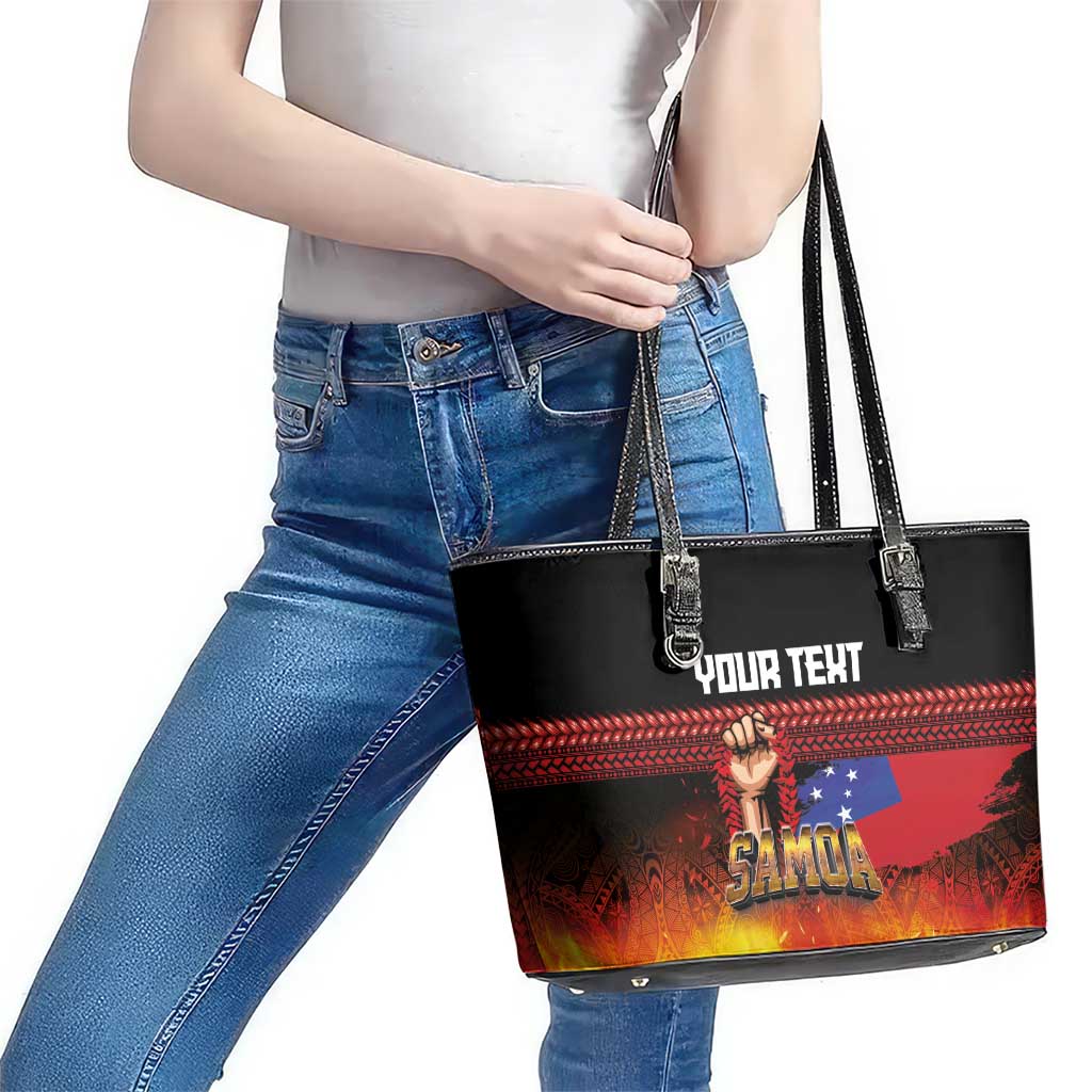 Personalised Samoan Spirit - Samoa Tribal Heritage Leather Tote Bag LT03 - Polynesian Pride