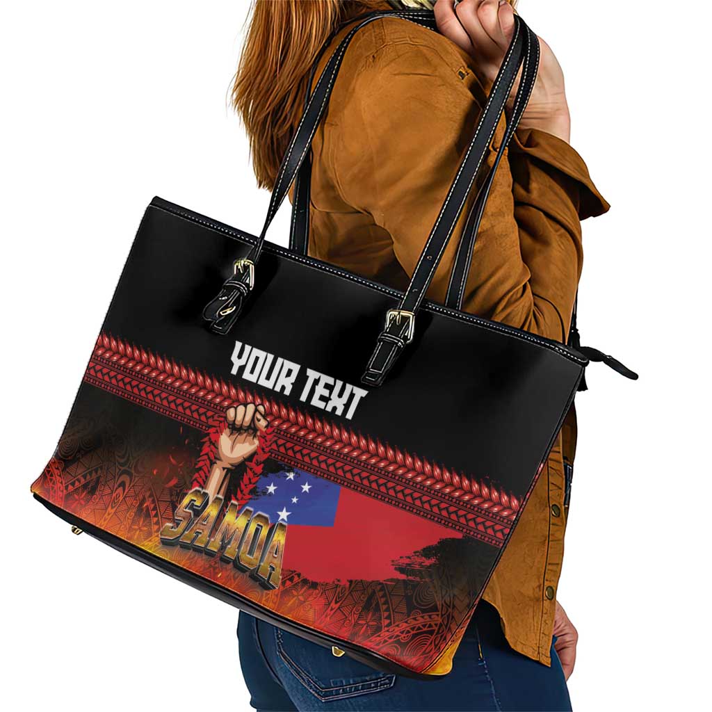 Personalised Samoan Spirit - Samoa Tribal Heritage Leather Tote Bag LT03 - Polynesian Pride