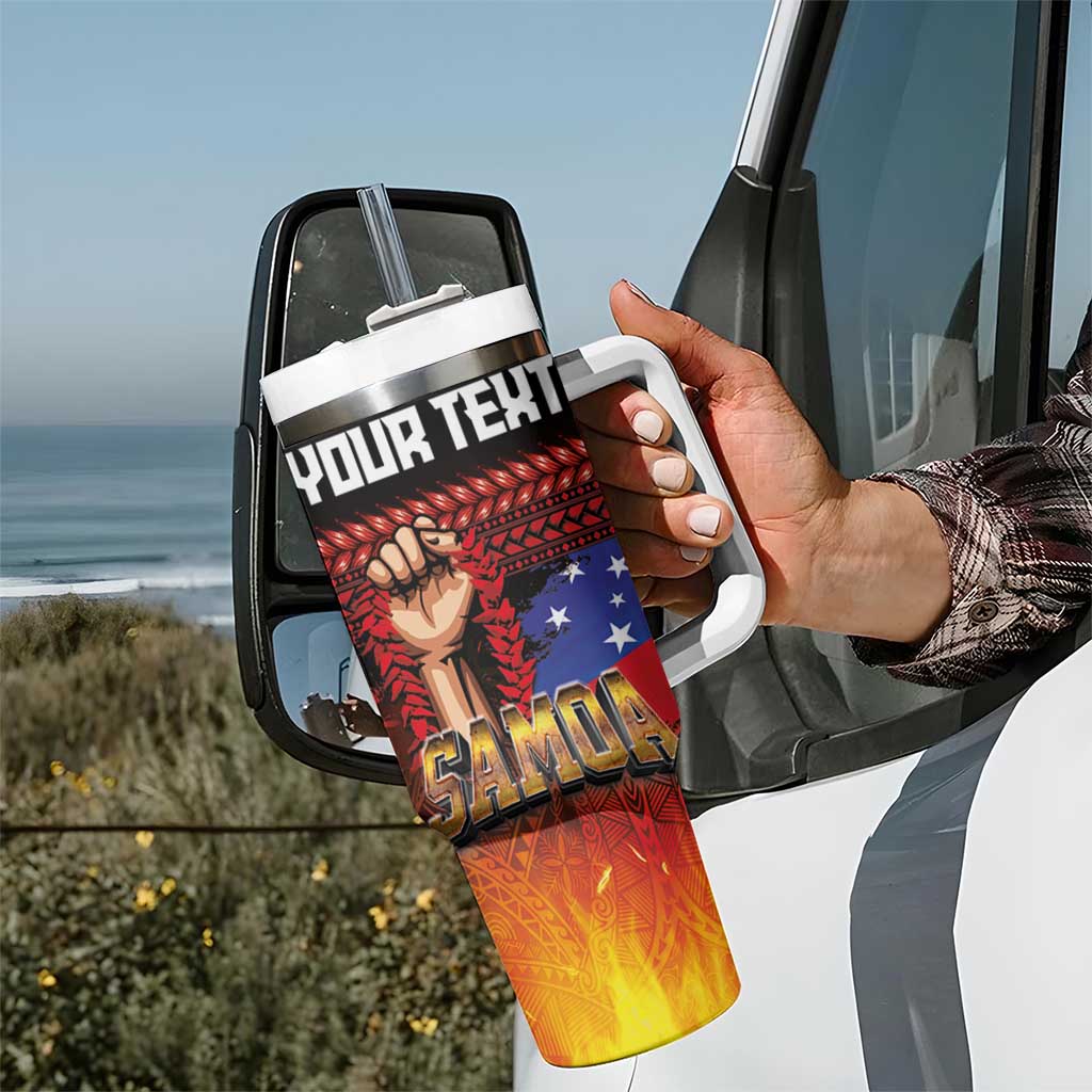 Personalised Samoan Spirit - Samoa Tribal Heritage Tumbler With Handle LT03 - Polynesian Pride