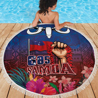 Proud of Samoa Beach Blanket Ula Nifo with Samoa 685 and Hibiscus Tapa Tribal Pattern LT03 - Polynesian Pride