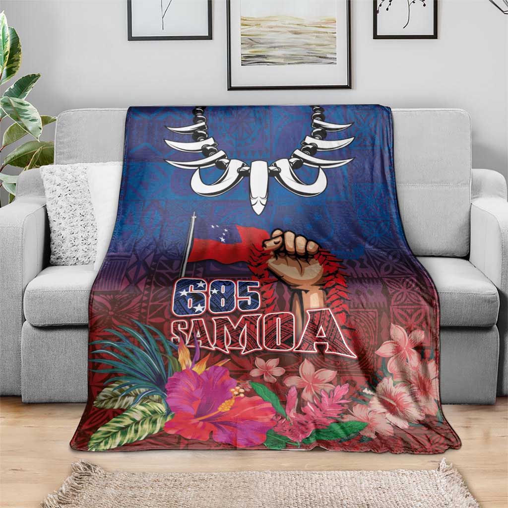 Proud of Samoa Blanket Ula Nifo with Samoa 685 and Hibiscus Tapa Tribal Pattern LT03 - Polynesian Pride