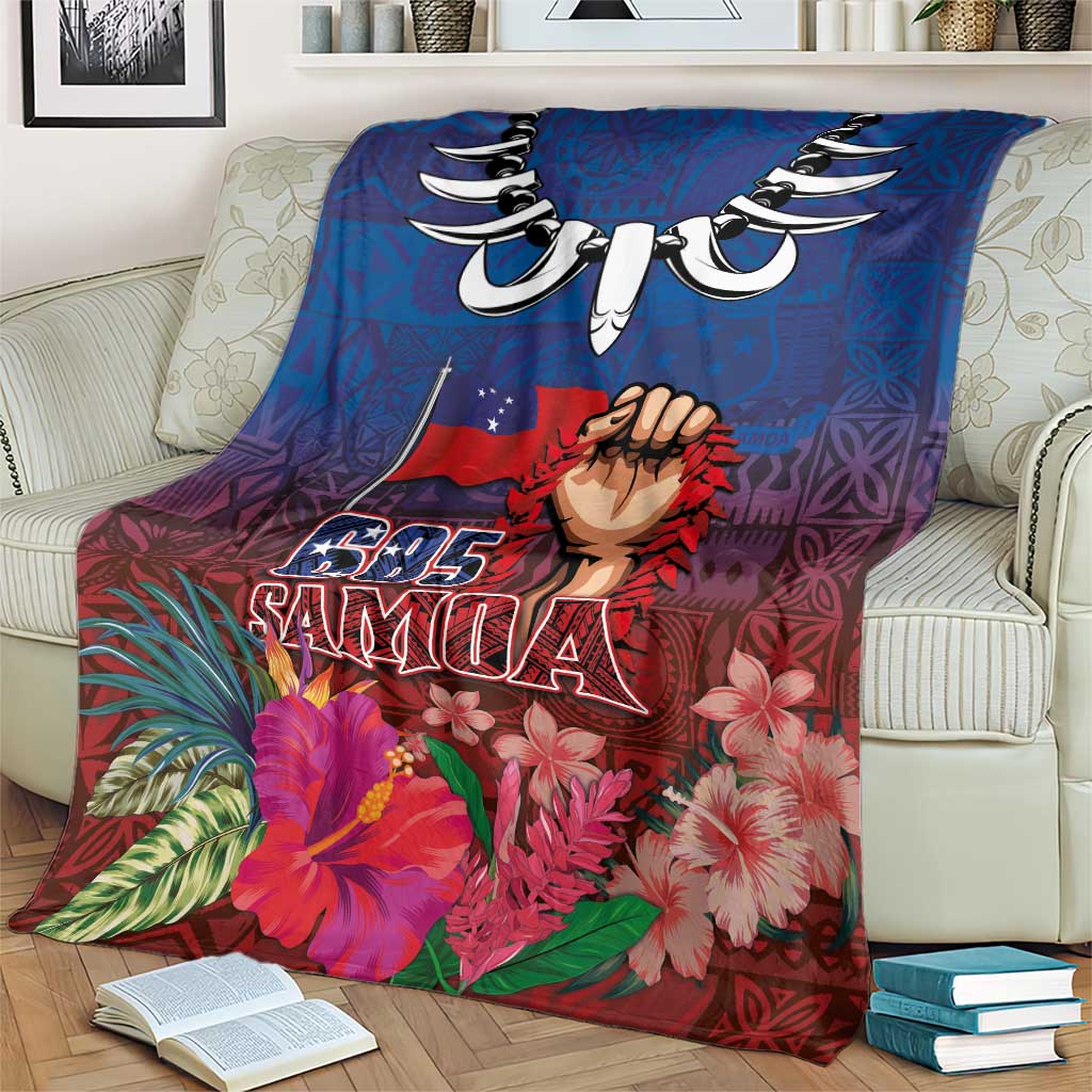 Proud of Samoa Blanket Ula Nifo with Samoa 685 and Hibiscus Tapa Tribal Pattern LT03 - Polynesian Pride