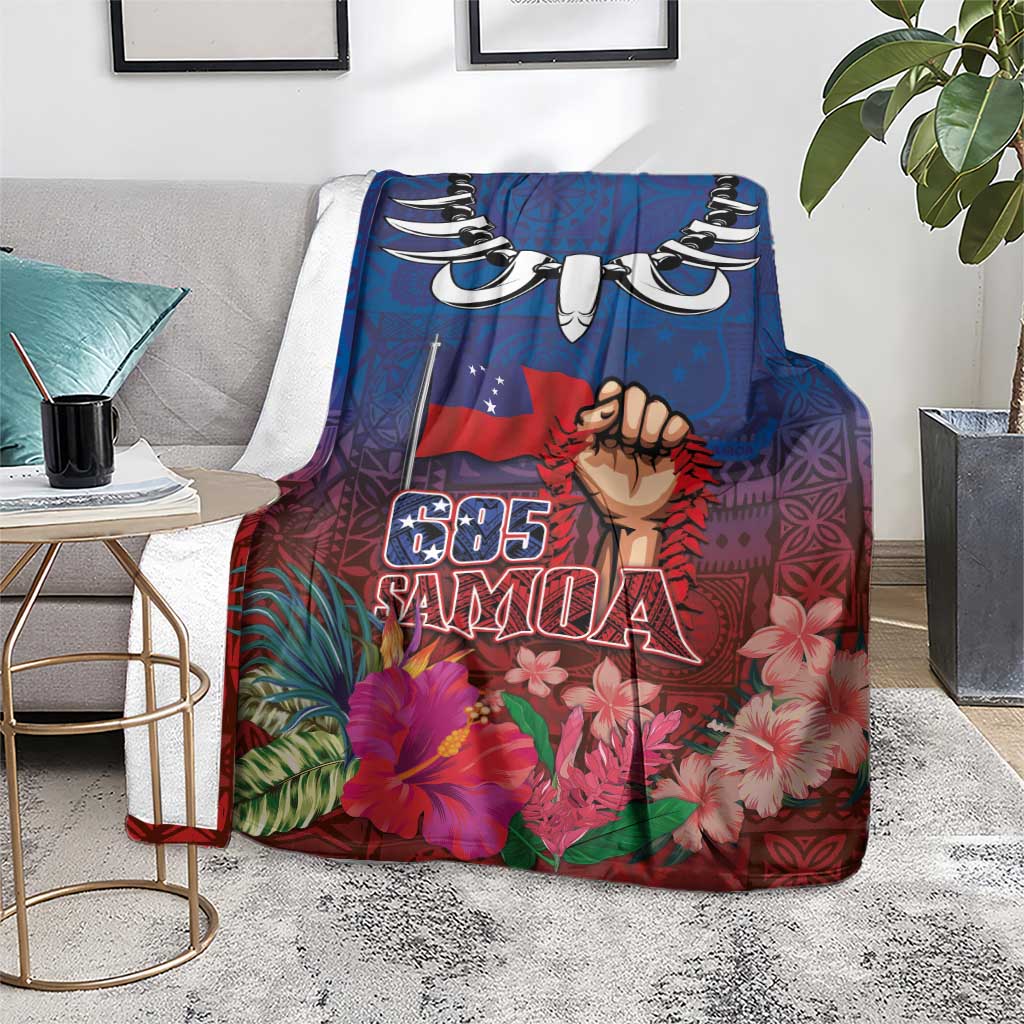 Proud of Samoa Blanket Ula Nifo with Samoa 685 and Hibiscus Tapa Tribal Pattern LT03 - Polynesian Pride