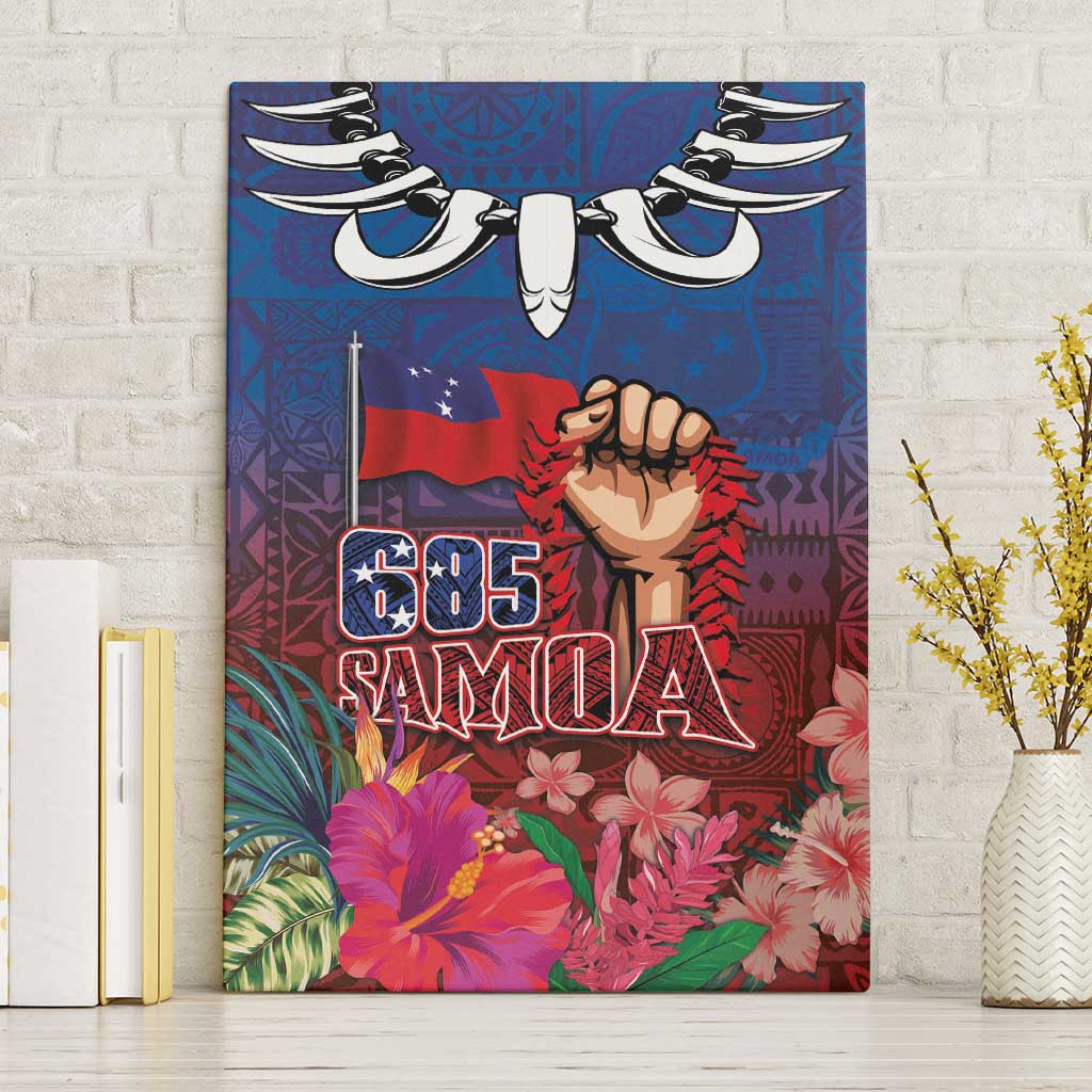 Proud of Samoa Canvas Wall Art Ula Nifo with Samoa 685 and Hibiscus Tapa Tribal Pattern