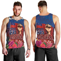 Proud of Samoa Men Tank Top Ula Nifo with Samoa 685 and Hibiscus Tapa Tribal Pattern LT03 - Polynesian Pride