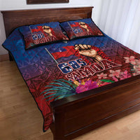 Proud of Samoa Quilt Bed Set Ula Nifo with Samoa 685 and Hibiscus Tapa Tribal Pattern LT03 - Polynesian Pride