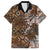 Fiji Masi Tapa Tribal Family Matching Off Shoulder Long Sleeve Dress and Hawaiian Shirt Old Hibiscus Vintage Style LT03 Dad's Shirt - Short Sleeve Brown - Polynesian Pride