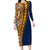 Samoan Siapo Long Sleeve Bodycon Dress Tatau Pattern Half Style LT03 Long Dress Yellow - Polynesian Pride