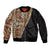 Samoan Siapo Bomber Jacket Tatau Pattern Half Style Retro Mode LT03 Unisex Brown - Polynesian Pride