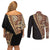 Samoan Siapo Couples Matching Off Shoulder Short Dress and Long Sleeve Button Shirt Tatau Pattern Half Style Retro Mode LT03 - Polynesian Pride