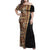 Samoan Siapo Family Matching Off Shoulder Maxi Dress and Hawaiian Shirt Tatau Pattern Half Style Retro Mode LT03 Mom's Dress Brown - Polynesian Pride