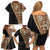 Samoan Siapo Family Matching Off Shoulder Short Dress and Hawaiian Shirt Tatau Pattern Half Style Retro Mode LT03 - Polynesian Pride